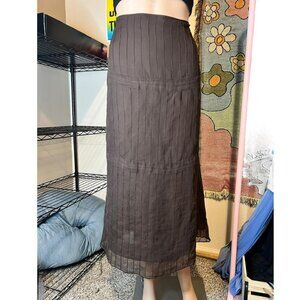 Vintage Style & Co Brown Pleated Silk Blend Maxi Skirt